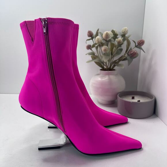 Jeffrey Campbell Compass Neoprene Boots Fuchsia Women's 9.5/EU40 Tried On - Picture 3 of 10